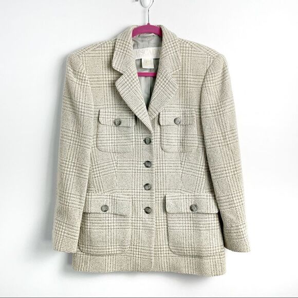 Escada Plaid Wool Blend Blazer - Picture 1 of 13